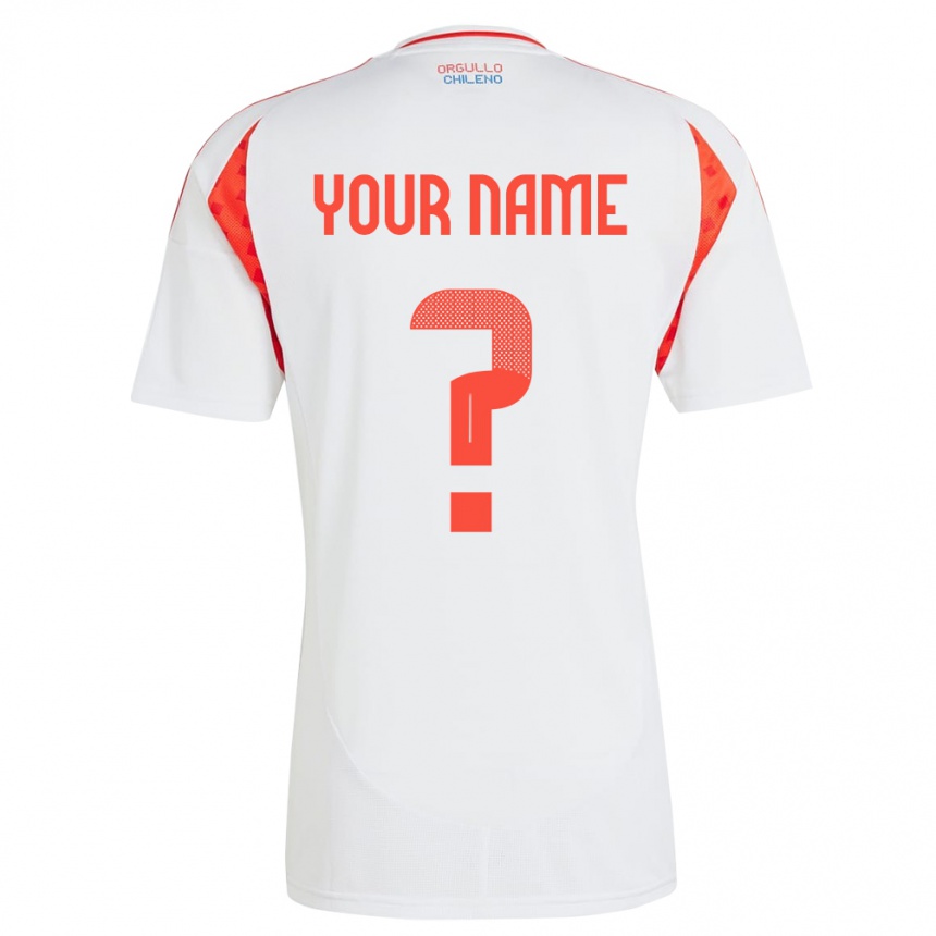 Men Football Chile Your Name #0 White Away Jersey 24-26 T-Shirt Uk