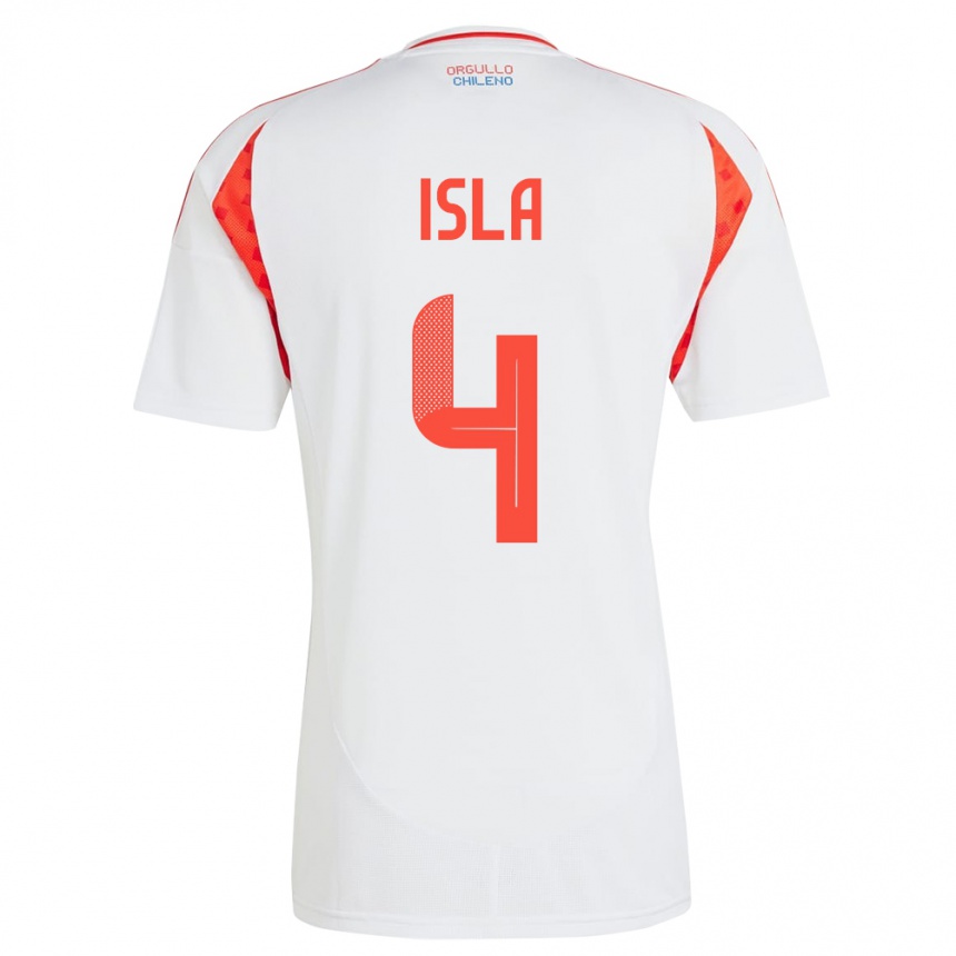 Men Football Chile Mauricio Isla #4 White Away Jersey 24-26 T-Shirt Uk