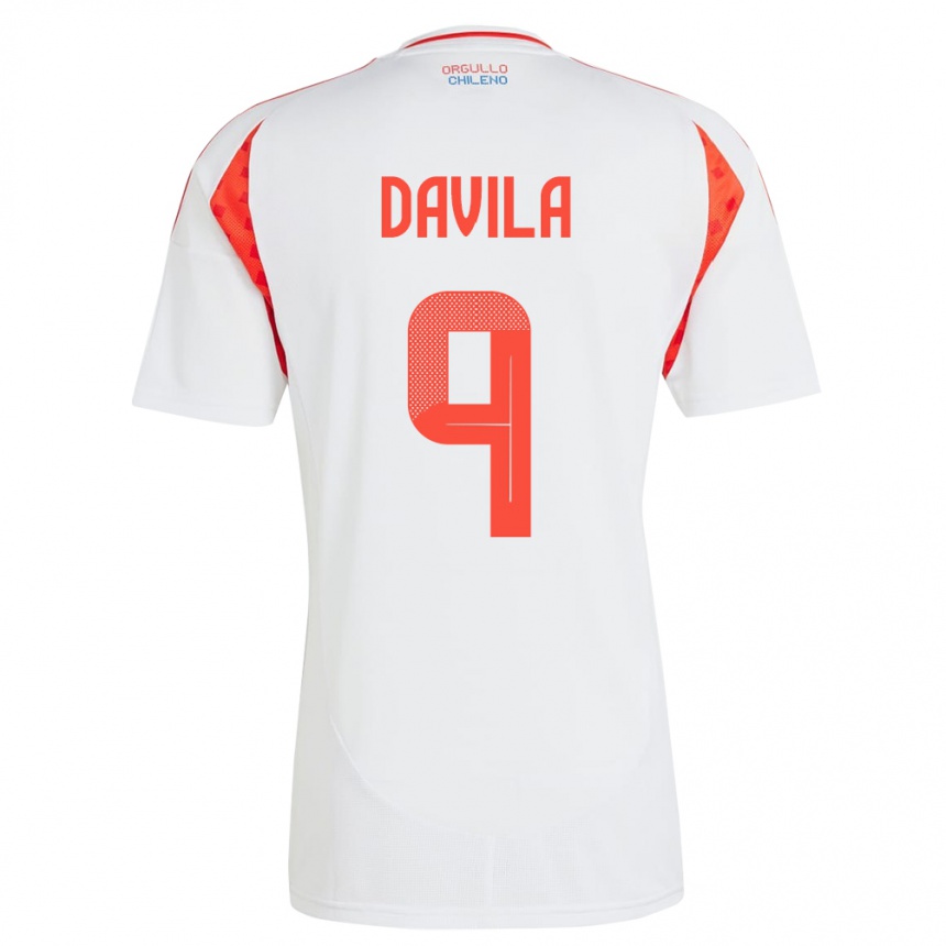 Men Football Chile Víctor Dávila #9 White Away Jersey 24-26 T-Shirt Uk