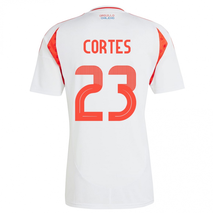 Men Football Chile Brayan Cortés #23 White Away Jersey 24-26 T-Shirt Uk