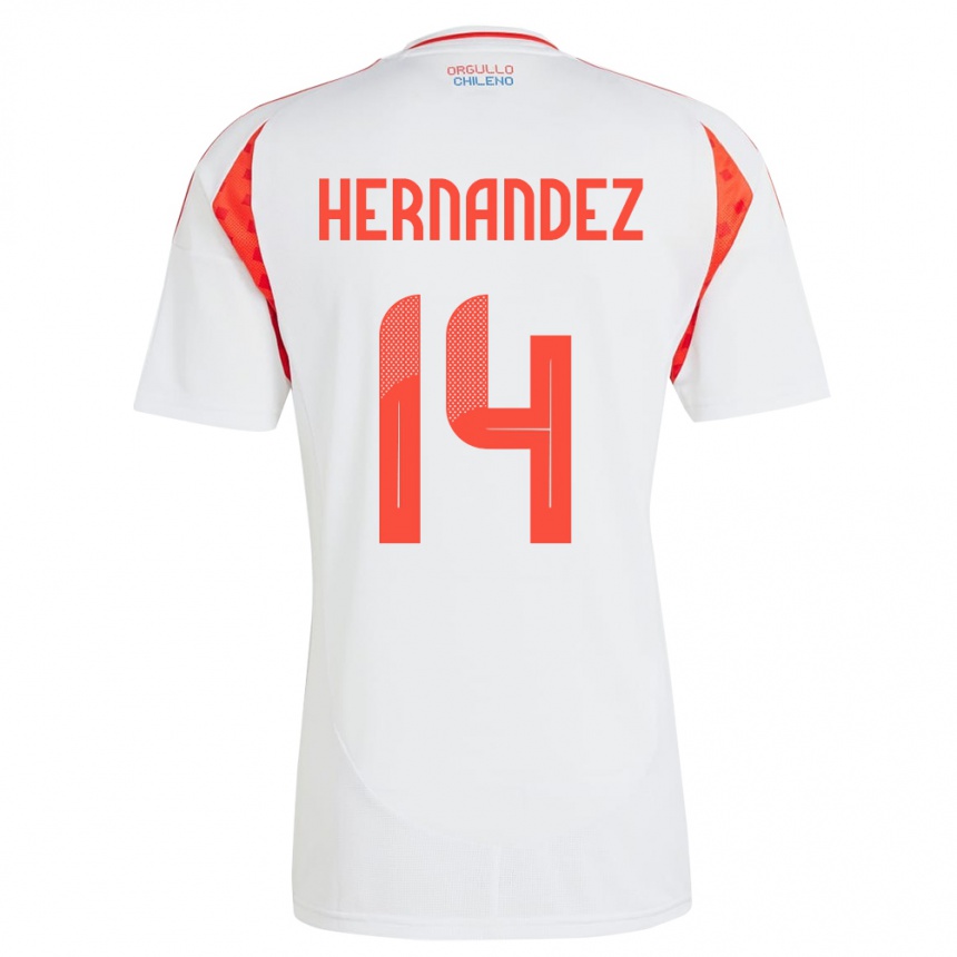 Men Football Chile Leandro Hernández #14 White Away Jersey 24-26 T-Shirt Uk