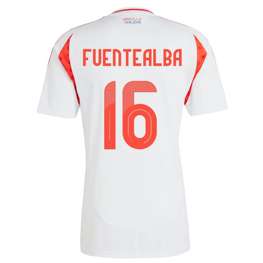 Men Football Chile Jeison Fuentealba #16 White Away Jersey 24-26 T-Shirt Uk