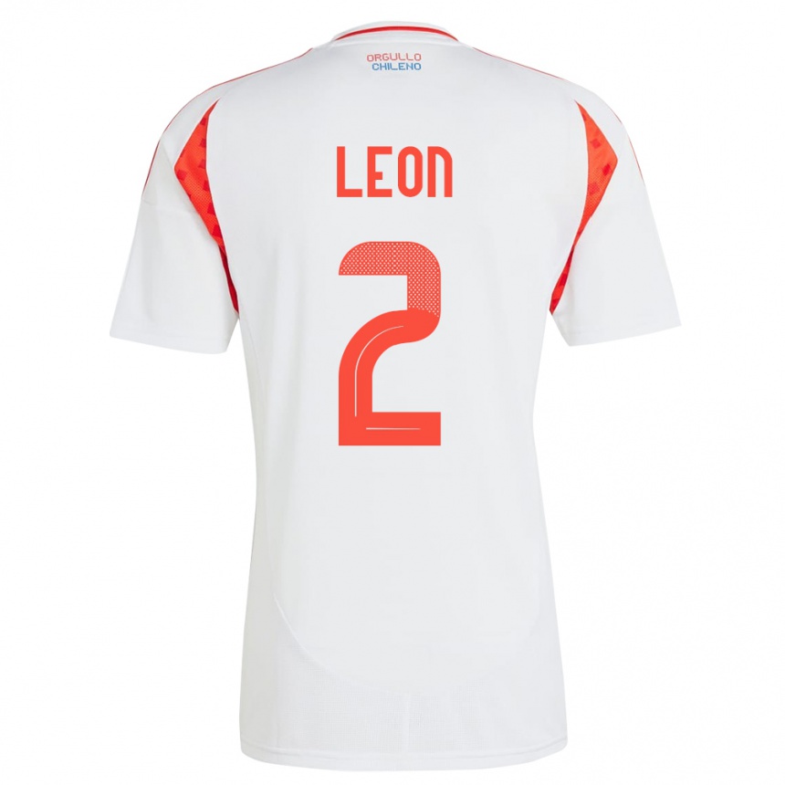 Men Football Chile Maicol León #2 White Away Jersey 24-26 T-Shirt Uk