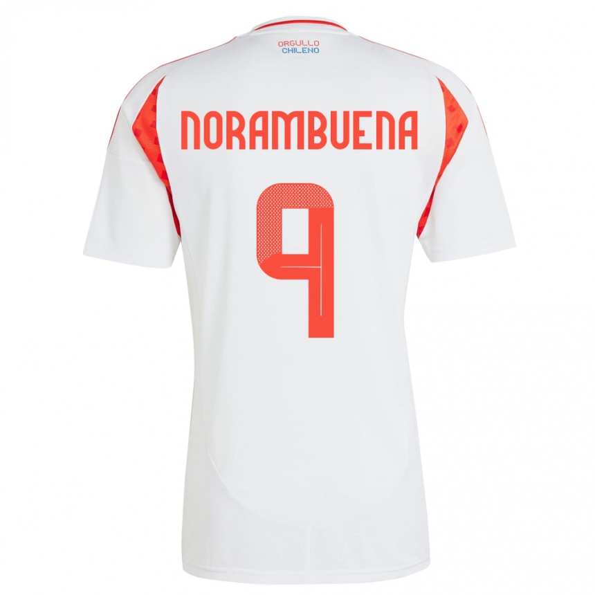 Men Football Chile Gabriel Norambuena #9 White Away Jersey 24-26 T-Shirt Uk