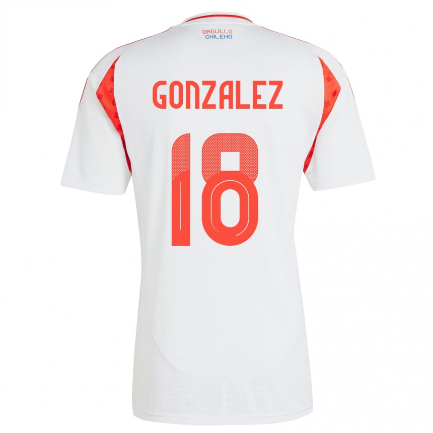 Men Football Chile Bryan González #18 White Away Jersey 24-26 T-Shirt Uk