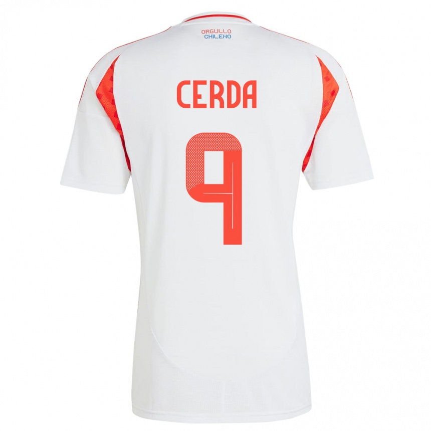 Men Football Chile Axel Cerda #9 White Away Jersey 24-26 T-Shirt Uk