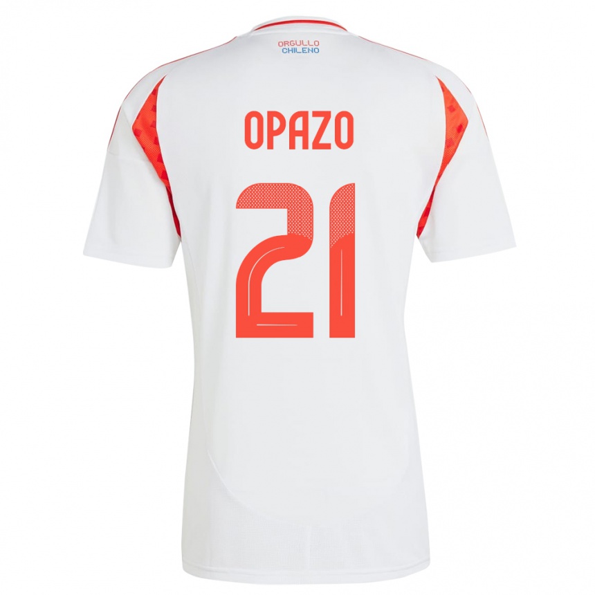 Men Football Chile Diego Opazo #21 White Away Jersey 24-26 T-Shirt Uk