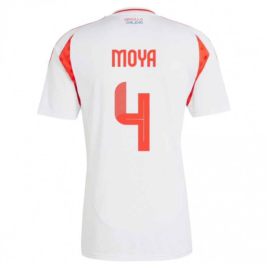 Men Football Chile Matías Moya #4 White Away Jersey 24-26 T-Shirt Uk