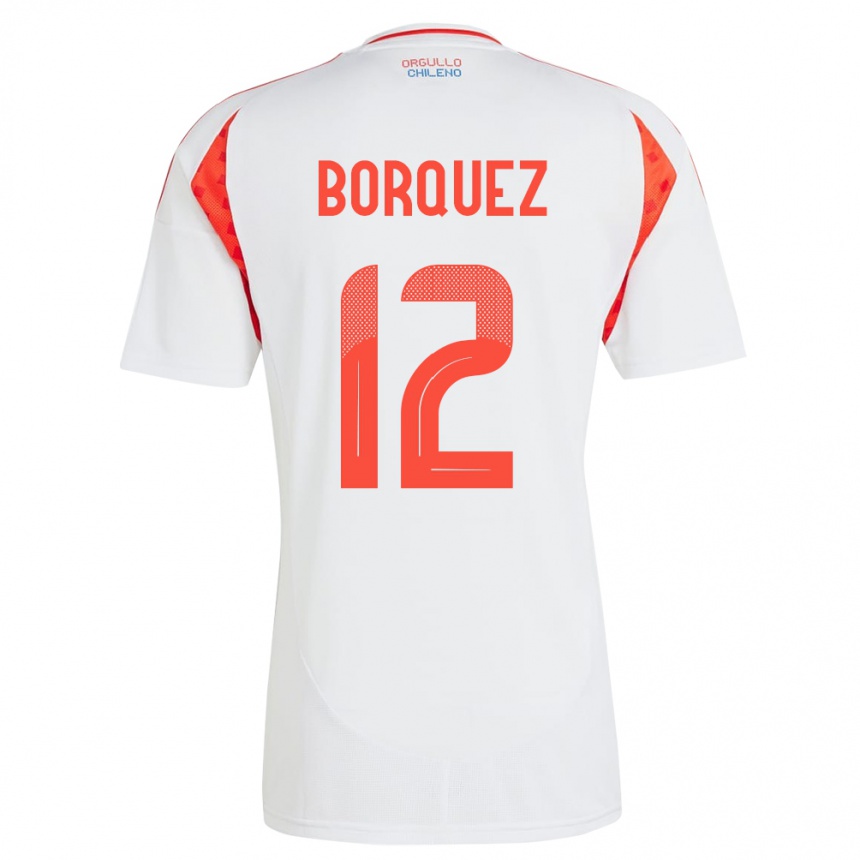 Men Football Chile Gabriela Bórquez #12 White Away Jersey 24-26 T-Shirt Uk