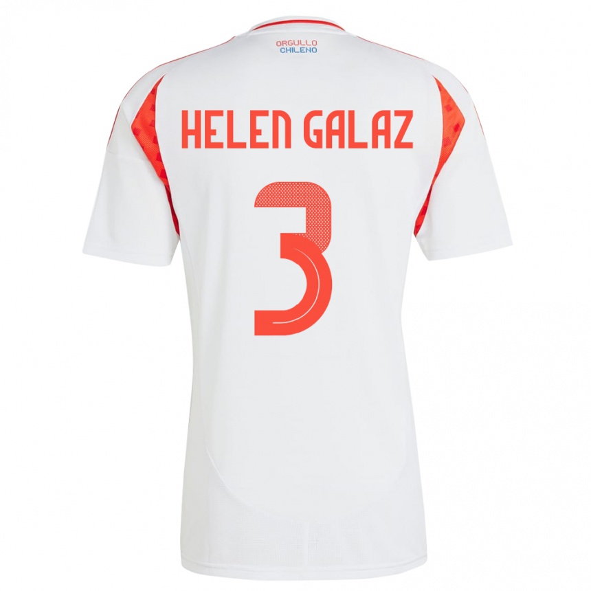 Men Football Chile Su Helen Galaz #3 White Away Jersey 24-26 T-Shirt Uk