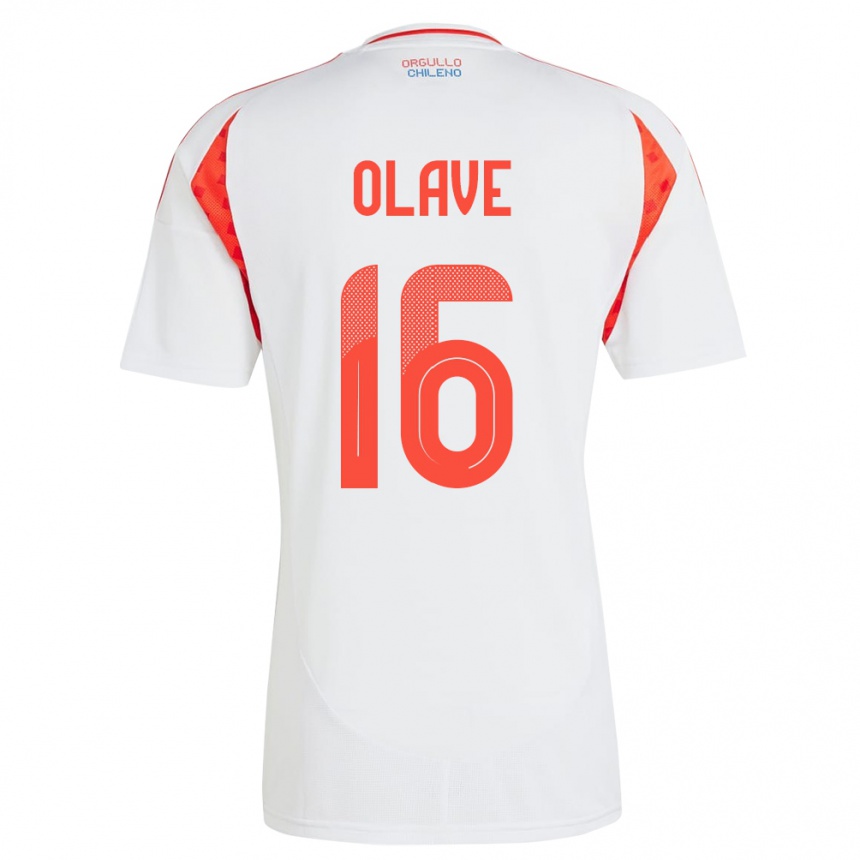 Men Football Chile Isidora Olave #16 White Away Jersey 24-26 T-Shirt Uk