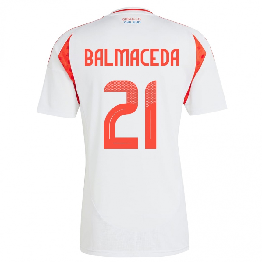 Men Football Chile Rosario Balmaceda #21 White Away Jersey 24-26 T-Shirt Uk