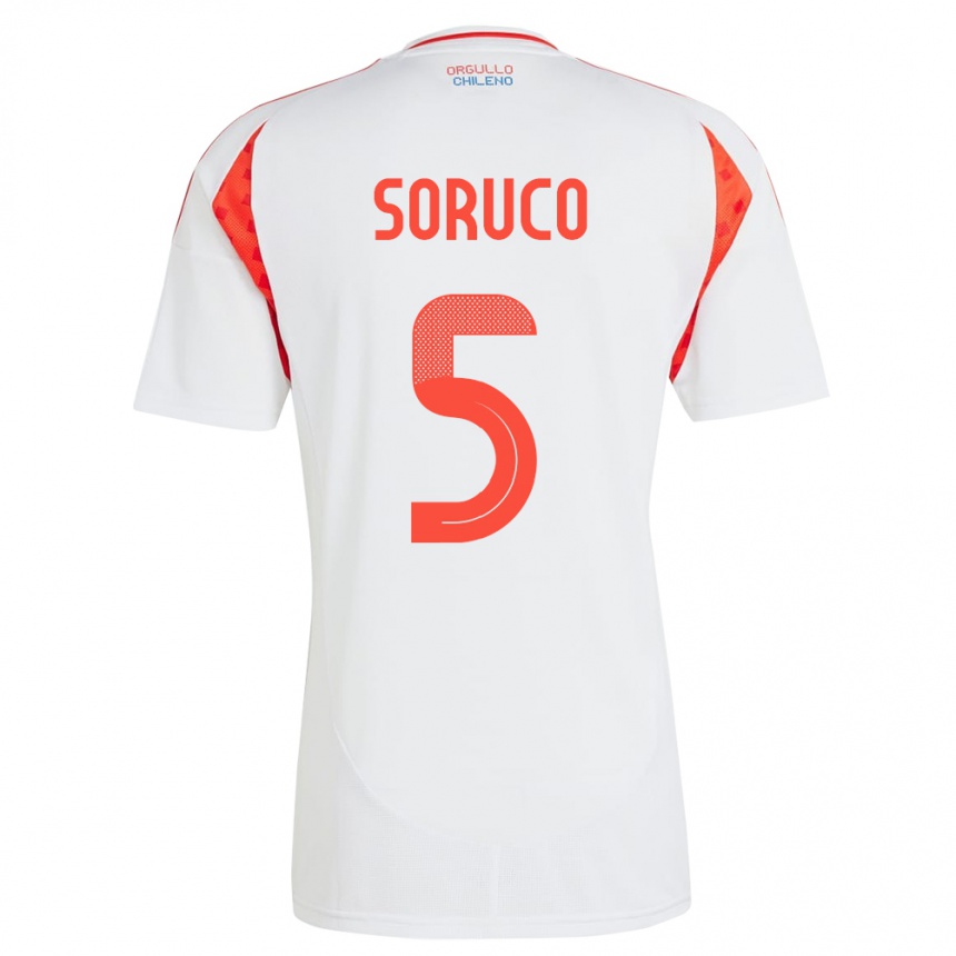 Men Football Chile Ámbar Soruco #5 White Away Jersey 24-26 T-Shirt Uk