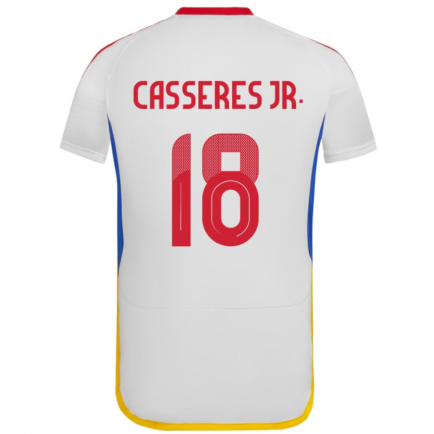 Men Football Venezuela Cristian Cásseres Jr. #18 White Away Jersey 24-26 T-Shirt Uk