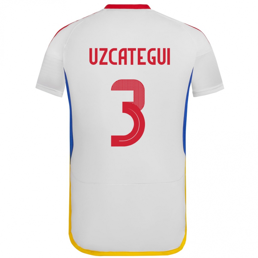 Men Football Venezuela Rafael Uzcátegui #3 White Away Jersey 24-26 T-Shirt Uk