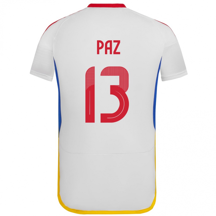 Men Football Venezuela Jesús Paz #13 White Away Jersey 24-26 T-Shirt Uk