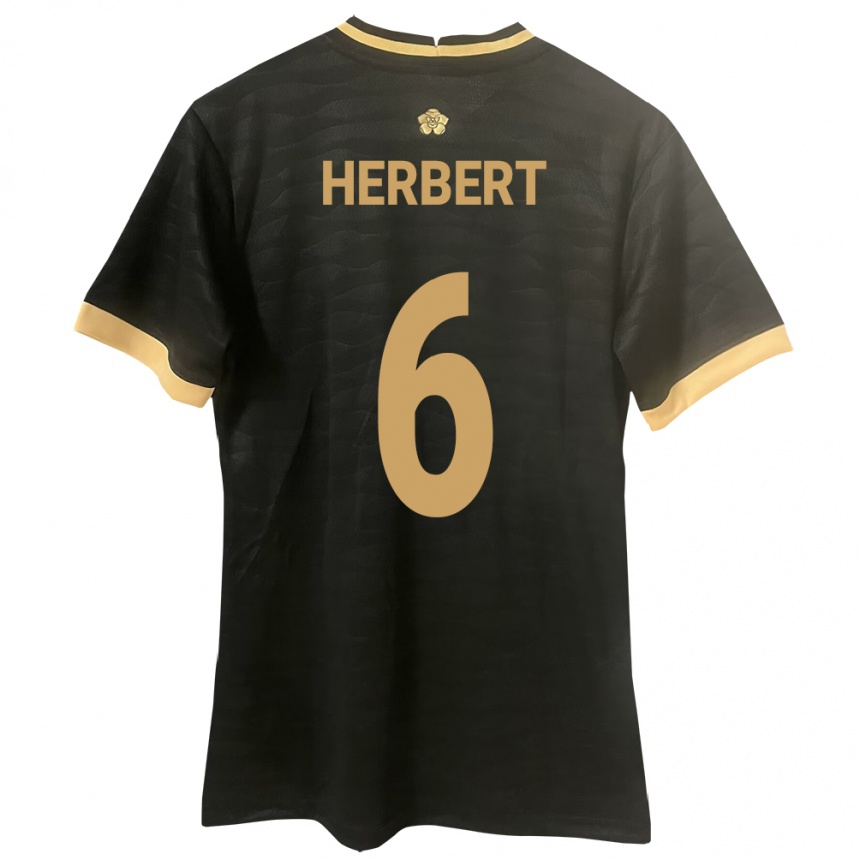 Men Football Panama Giovany Herbert #6 Black Away Jersey 24-26 T-Shirt Uk