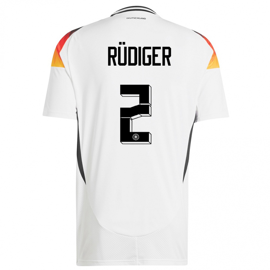 Women Football Germany Antonio Rudiger #2 White Home Jersey 24-26 T-Shirt Uk