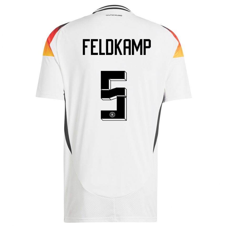 Women Football Germany Jana Feldkamp #5 White Home Jersey 24-26 T-Shirt Uk