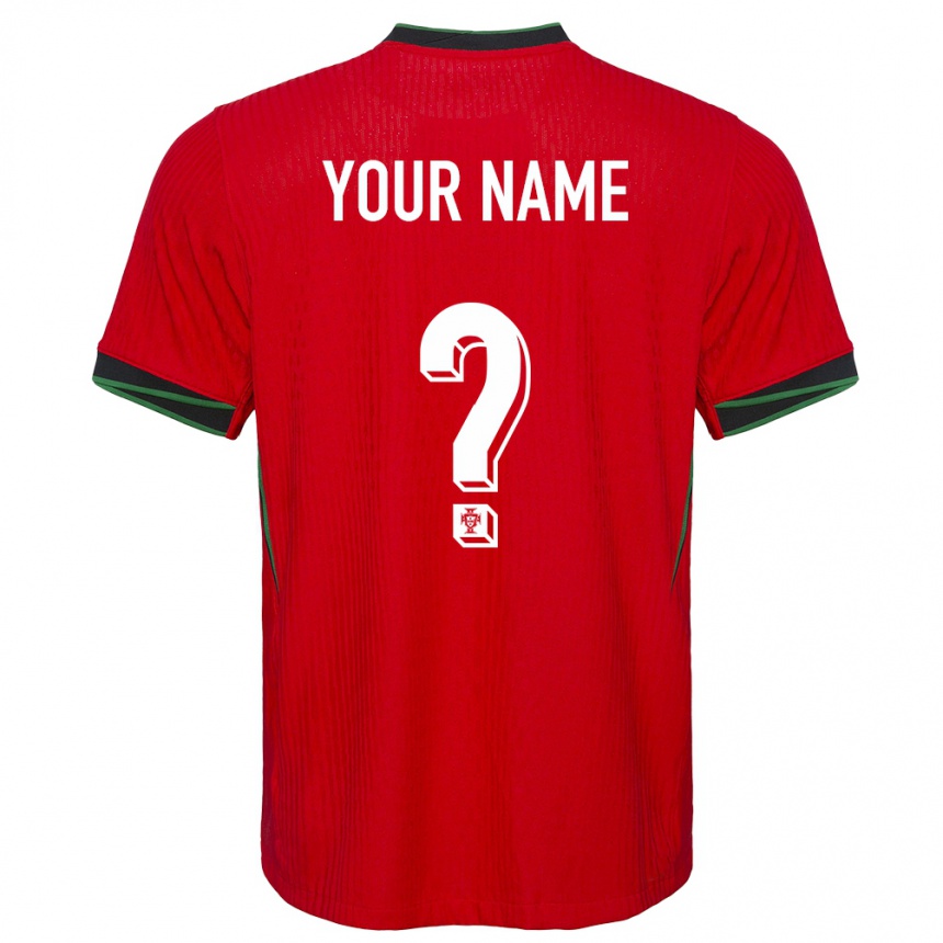 Women Football Portugal Your Name #0 Red Home Jersey 24-26 T-Shirt Uk