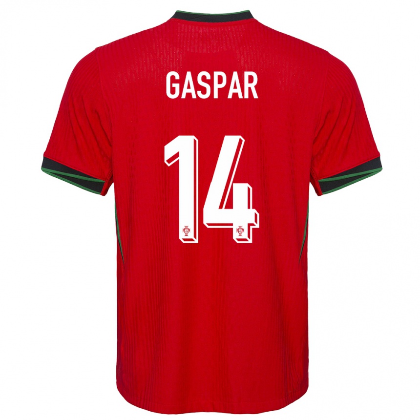 Women Football Portugal Guilherme Gaspar #14 Red Home Jersey 24-26 T-Shirt Uk