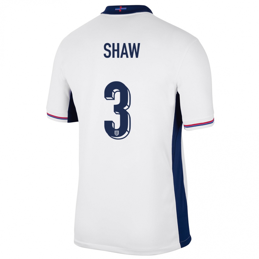 Women Football England Luke Shaw #3 White Home Jersey 24-26 T-Shirt Uk