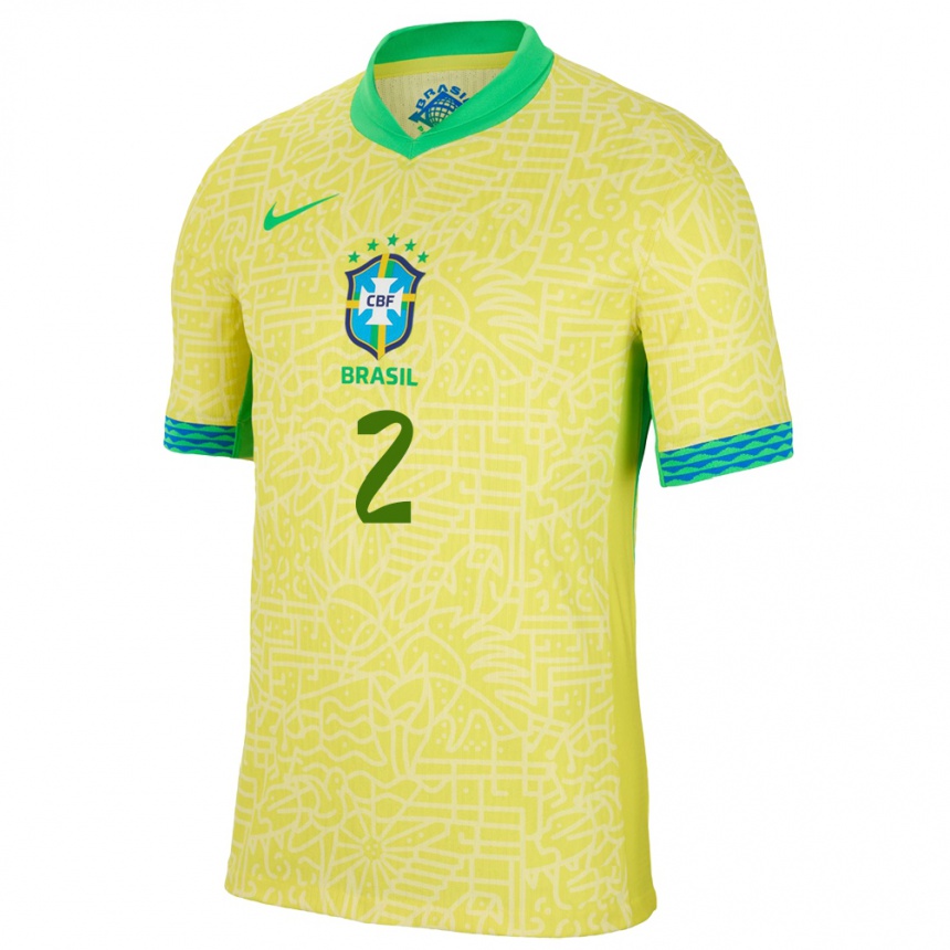 Women Football Brazil Danilo #2 Yellow Home Jersey 24-26 T-Shirt Uk