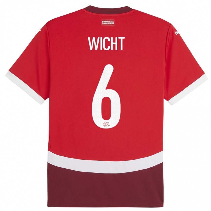 Women Football Switzerland Nathan Wicht #6 Red Home Jersey 24-26 T-Shirt Uk