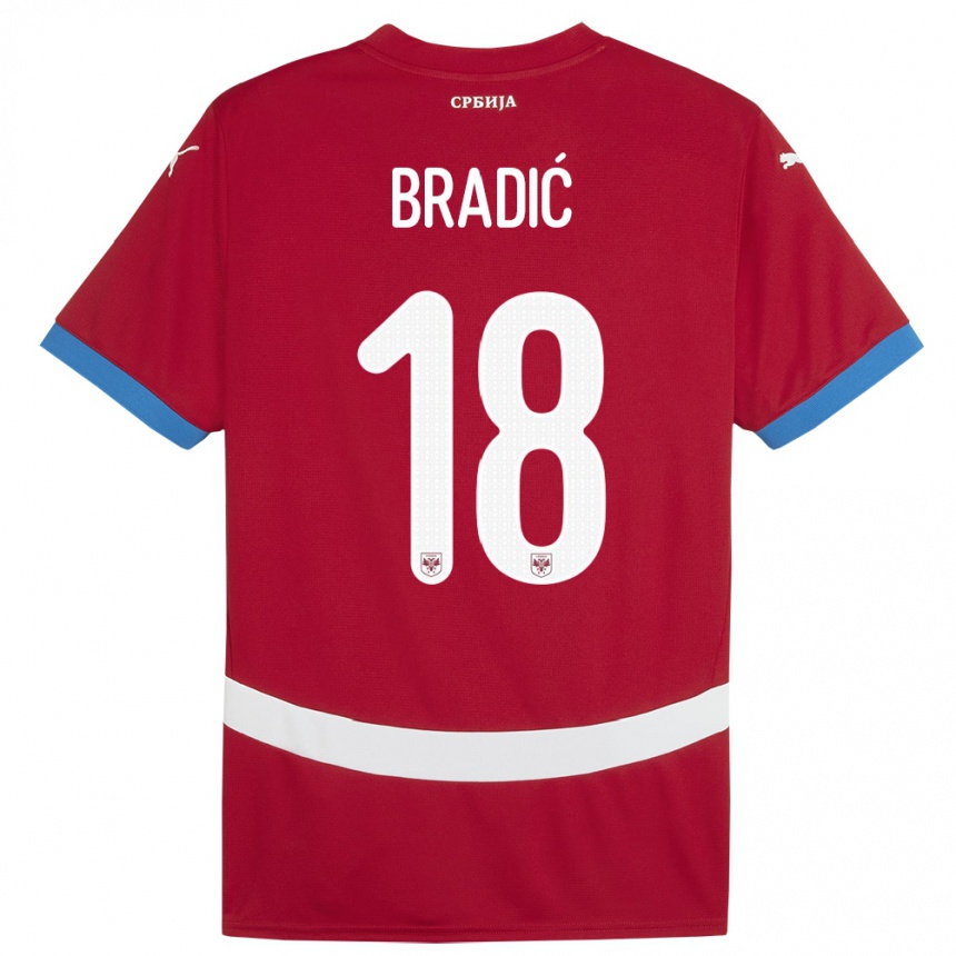 Women Football Serbia Biljana Bradic #18 Red Home Jersey 24-26 T-Shirt Uk