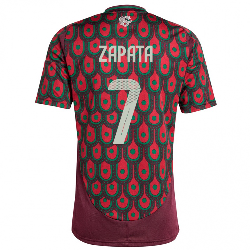 Women Football Mexico Angel Zapata #7 Maroon Home Jersey 24-26 T-Shirt Uk