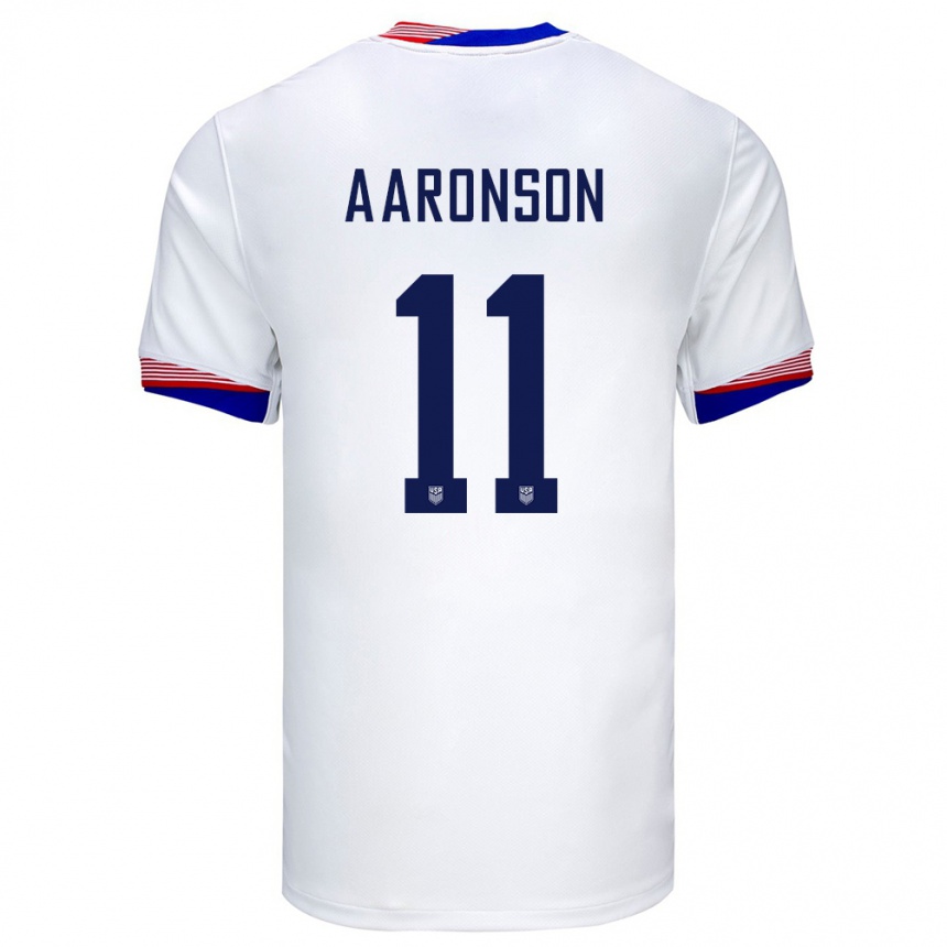 Women Football United States Brenden Aaronson #11 White Home Jersey 24-26 T-Shirt Uk