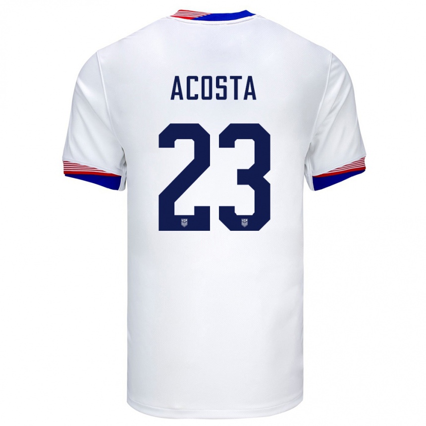 Women Football United States Kellyn Acosta #23 White Home Jersey 24-26 T-Shirt Uk