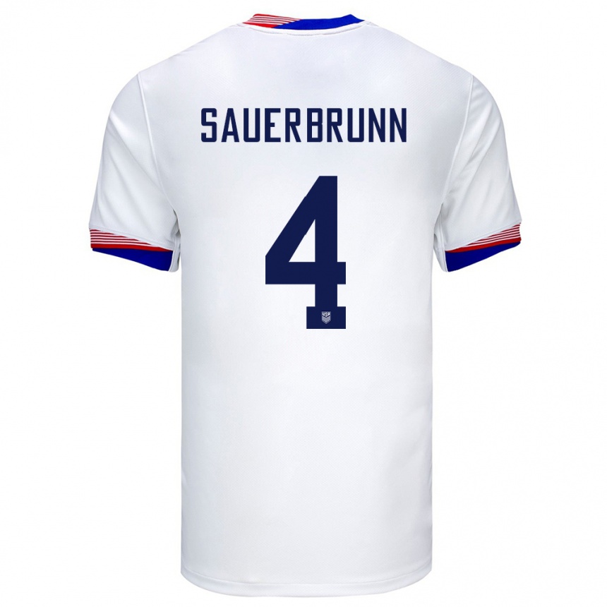 Women Football United States Becky Sauerbrunn #4 White Home Jersey 24-26 T-Shirt Uk