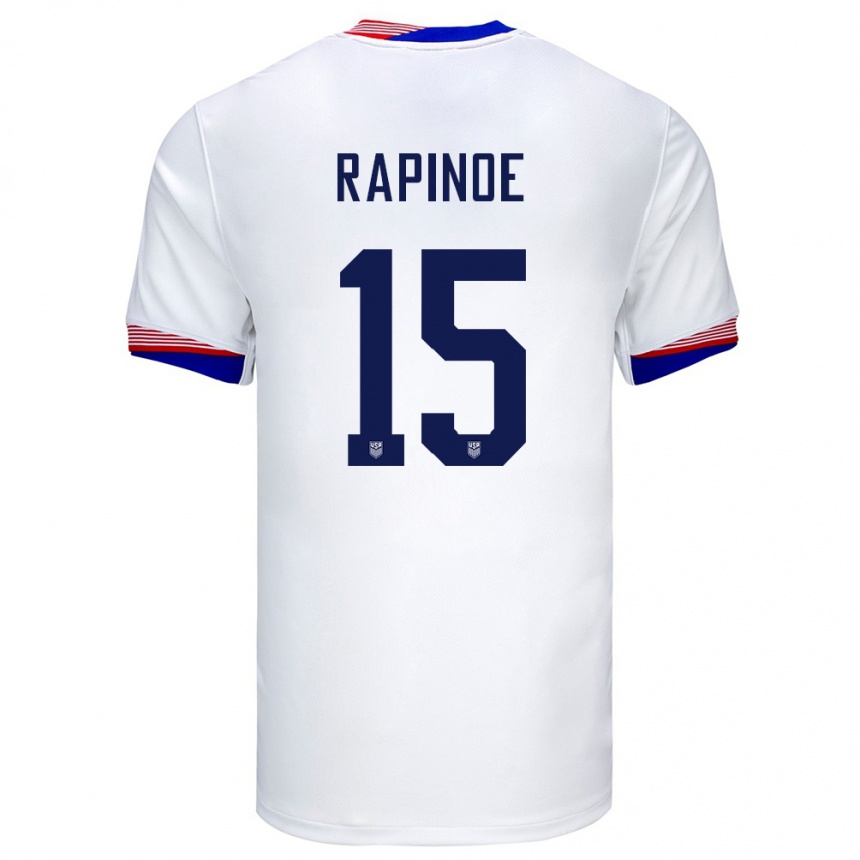 Women Football United States Megan Rapinoe #15 White Home Jersey 24-26 T-Shirt Uk