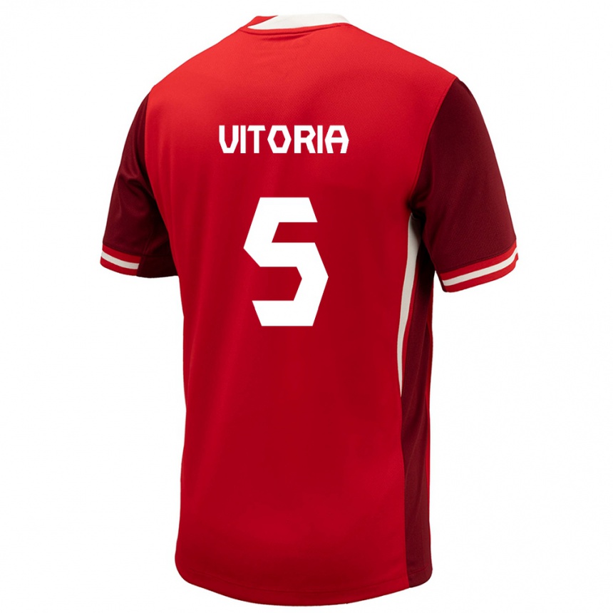 Women Football Canada Steven Vitoria #5 Red Home Jersey 24-26 T-Shirt Uk