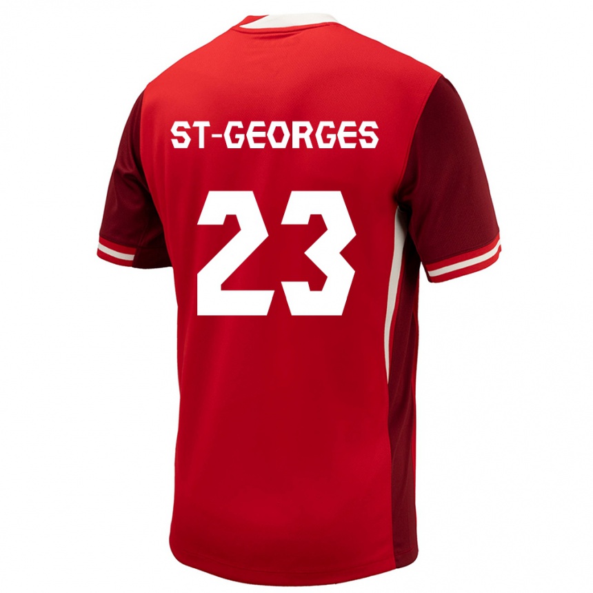 Women Football Canada Bianca St Georges #23 Red Home Jersey 24-26 T-Shirt Uk