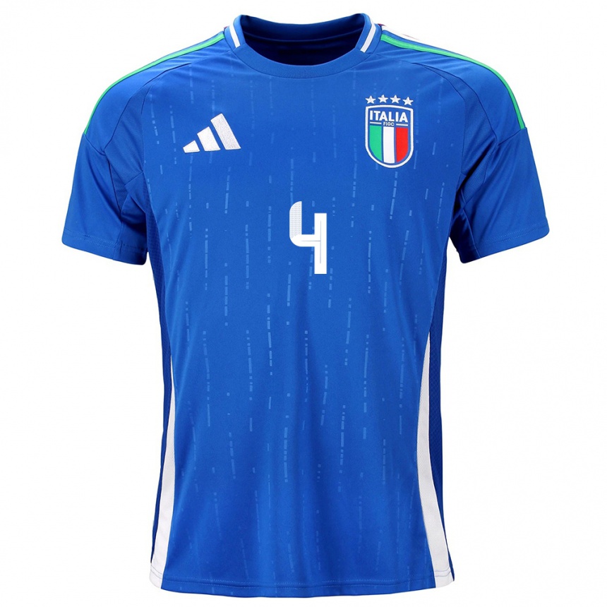 Women Football Italy Alessandro Buongiorno #4 Blue Home Jersey 24-26 T-Shirt Uk