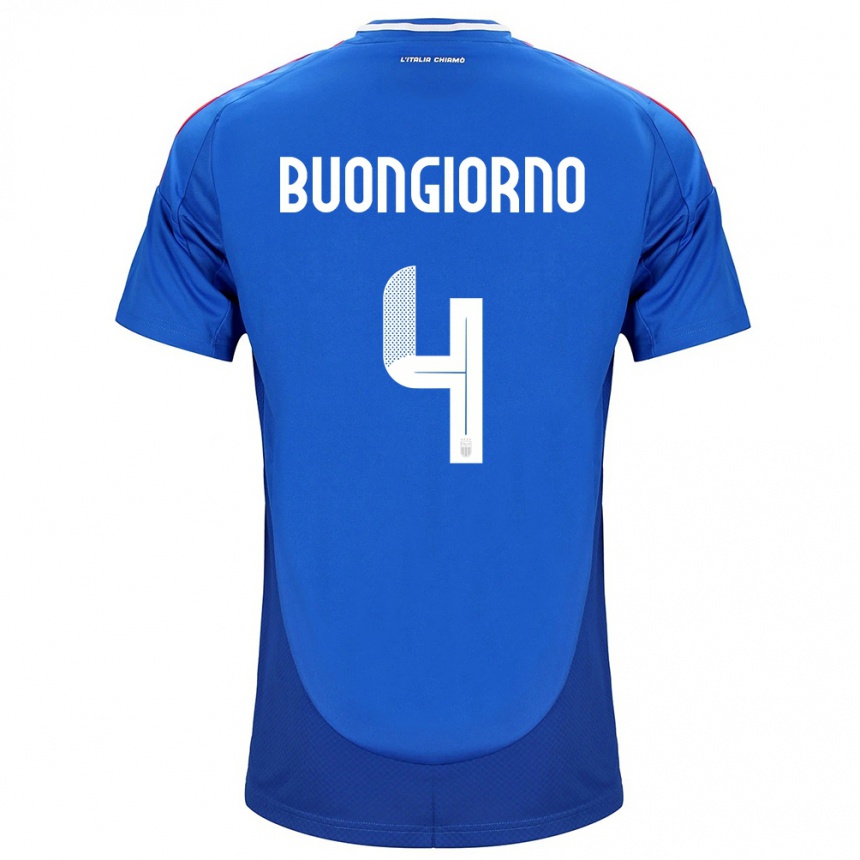 Women Football Italy Alessandro Buongiorno #4 Blue Home Jersey 24-26 T-Shirt Uk