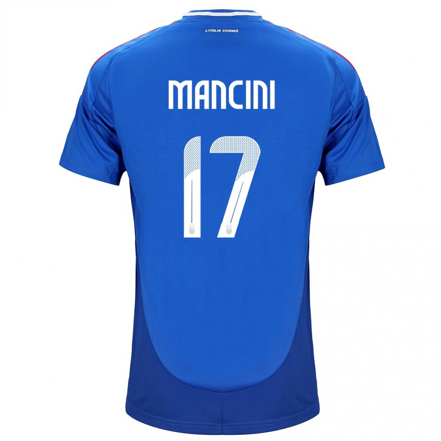 Women Football Italy Gianluca Mancini #17 Blue Home Jersey 24-26 T-Shirt Uk