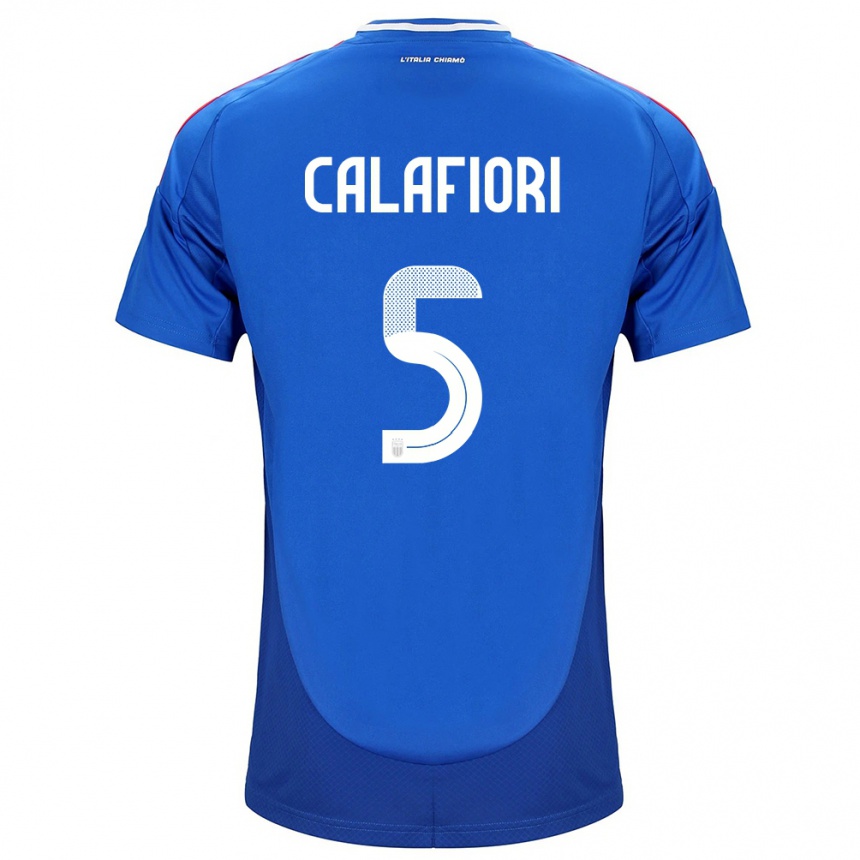 Women Football Italy Riccardo Calafiori #5 Blue Home Jersey 24-26 T-Shirt Uk