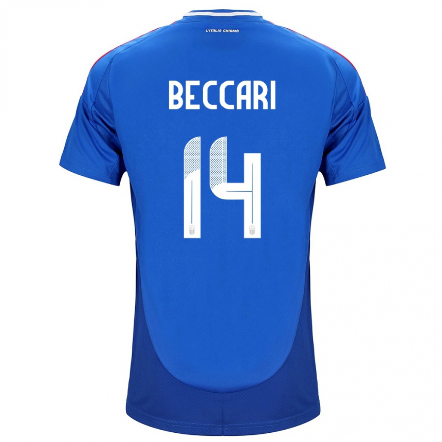 Women Football Italy Chiara Beccari #14 Blue Home Jersey 24-26 T-Shirt Uk