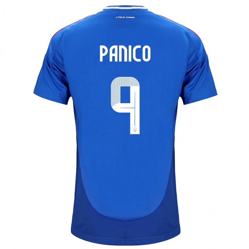 Women Football Italy Patrizia Panico #9 Blue Home Jersey 24-26 T-Shirt Uk