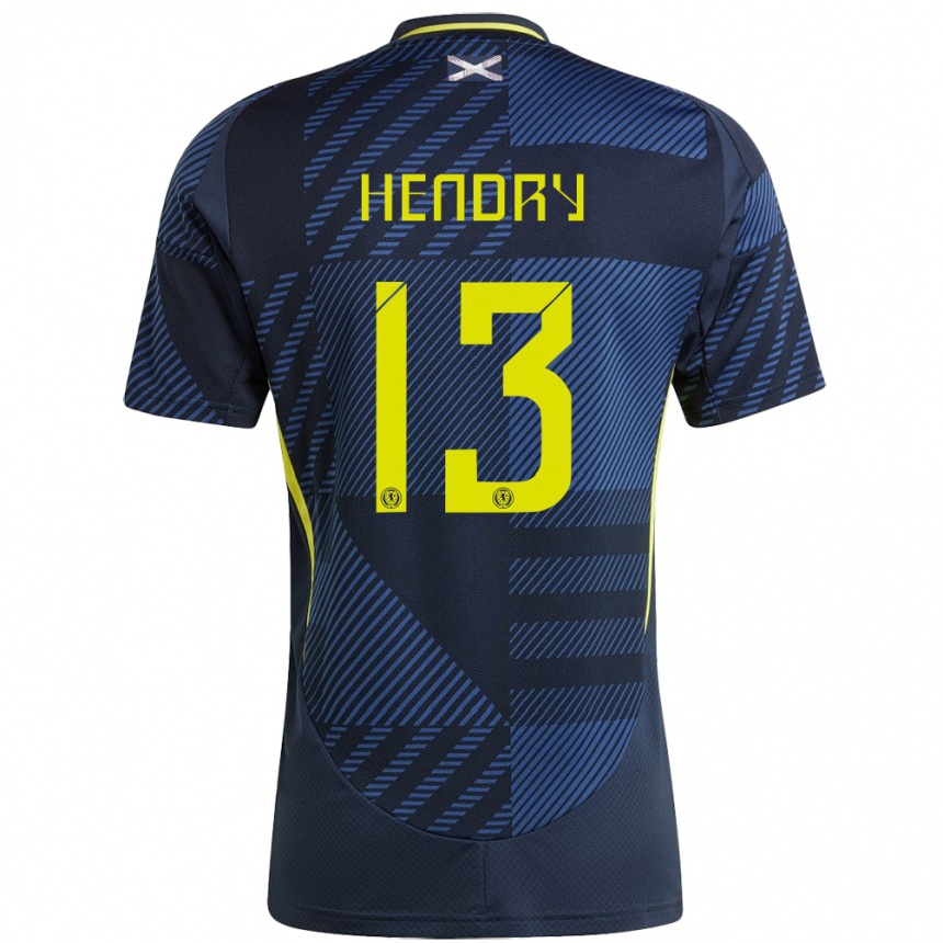 Women Football Scotland Jack Hendry #13 Dark Blue Home Jersey 24-26 T-Shirt Uk