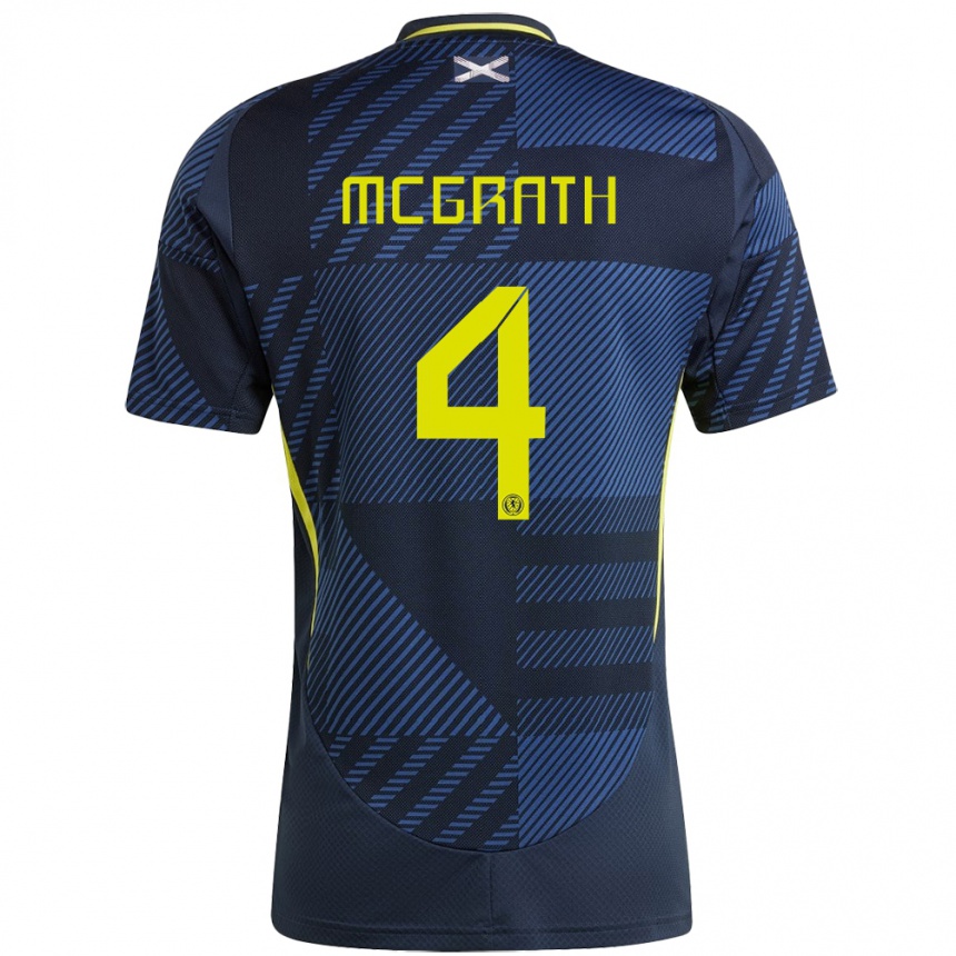 Women Football Scotland Joseph Mcgrath #4 Dark Blue Home Jersey 24-26 T-Shirt Uk