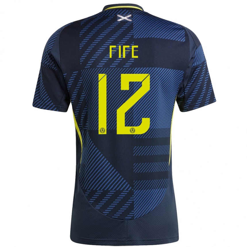 Women Football Scotland Jenna Fife #12 Dark Blue Home Jersey 24-26 T-Shirt Uk