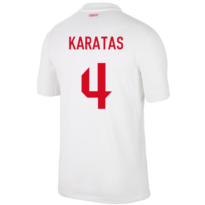 Women Football Turkey Eda Karataş #4 White Home Jersey 24-26 T-Shirt Uk