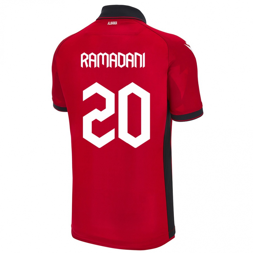 Women Football Albania Ylber Ramadani #20 Red Home Jersey 24-26 T-Shirt Uk