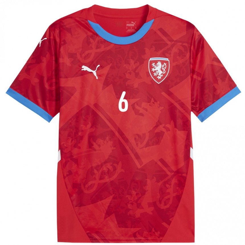 Women Football Czech Republic Jakub Cahlik #6 Red Home Jersey 24-26 T-Shirt Uk