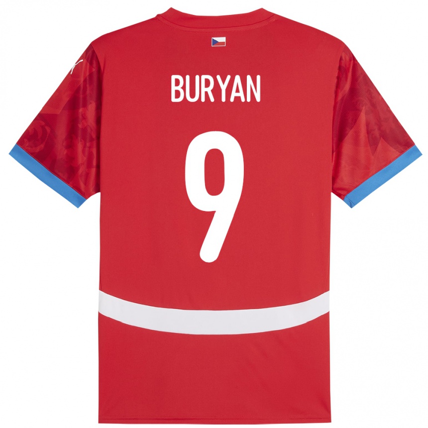 Women Football Czech Republic Jan Buryan #9 Red Home Jersey 24-26 T-Shirt Uk