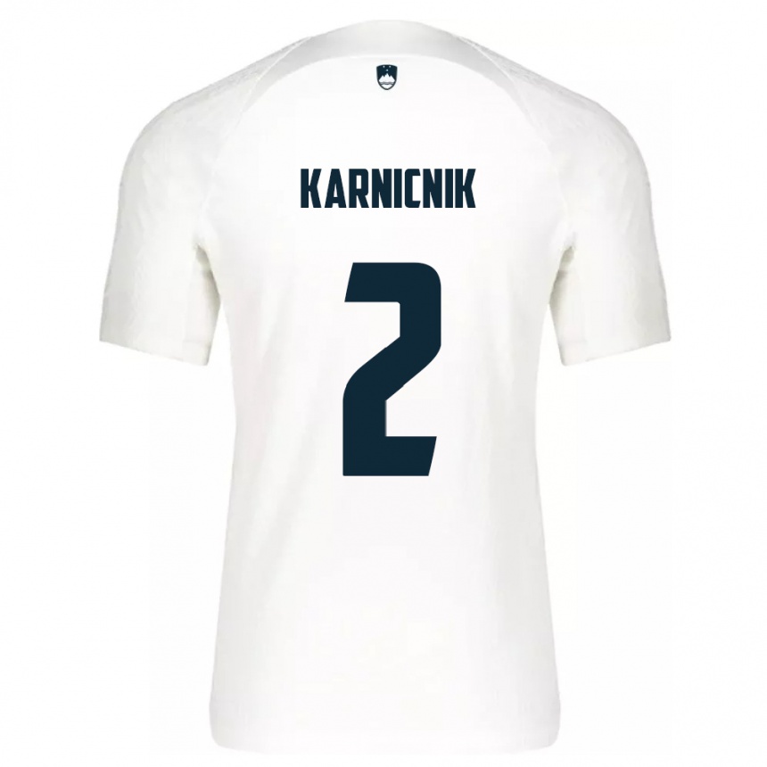 Women Football Slovenia Zan Karnicnik #2 White Home Jersey 24-26 T-Shirt Uk